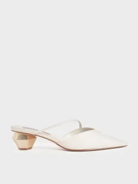 Asymmetric Strap Chrome Heel Mules