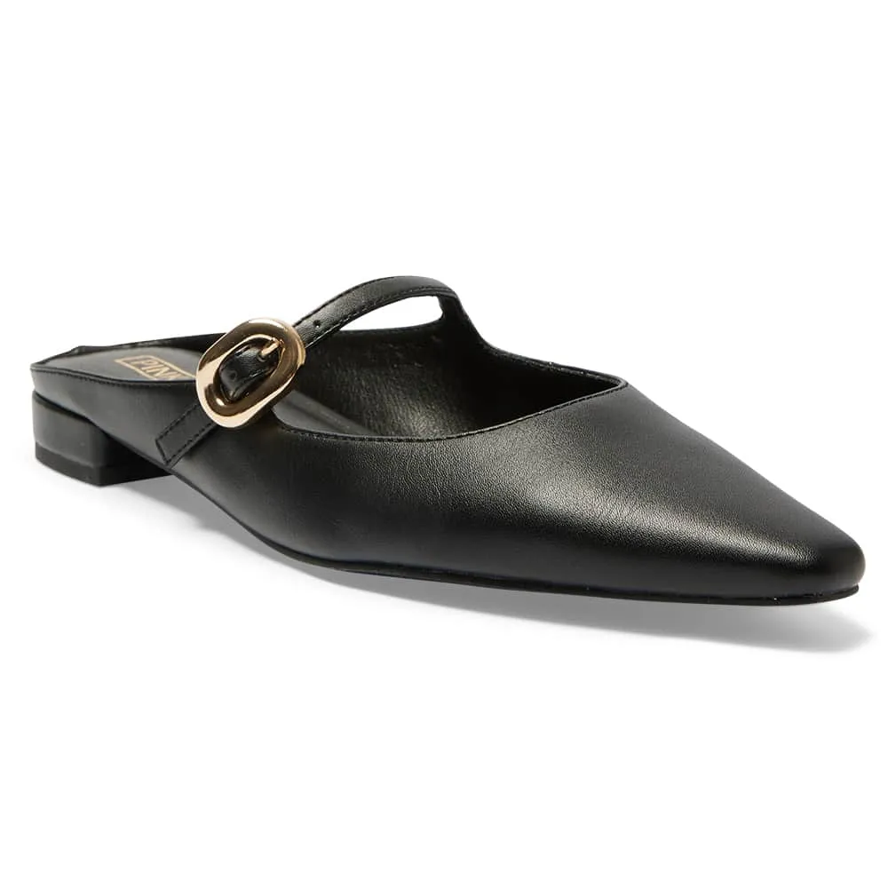 Bacall Flat in Black Smooth