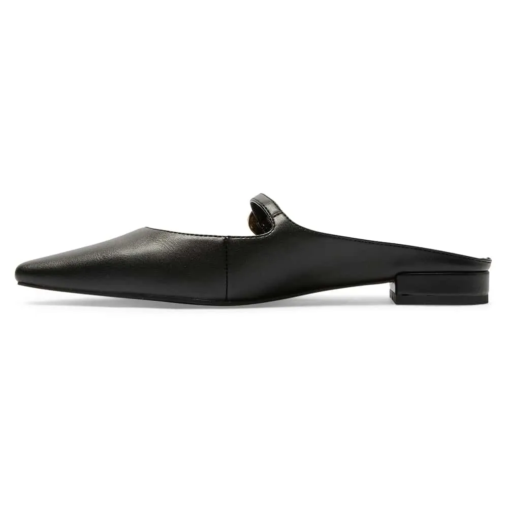 Bacall Flat in Black Smooth