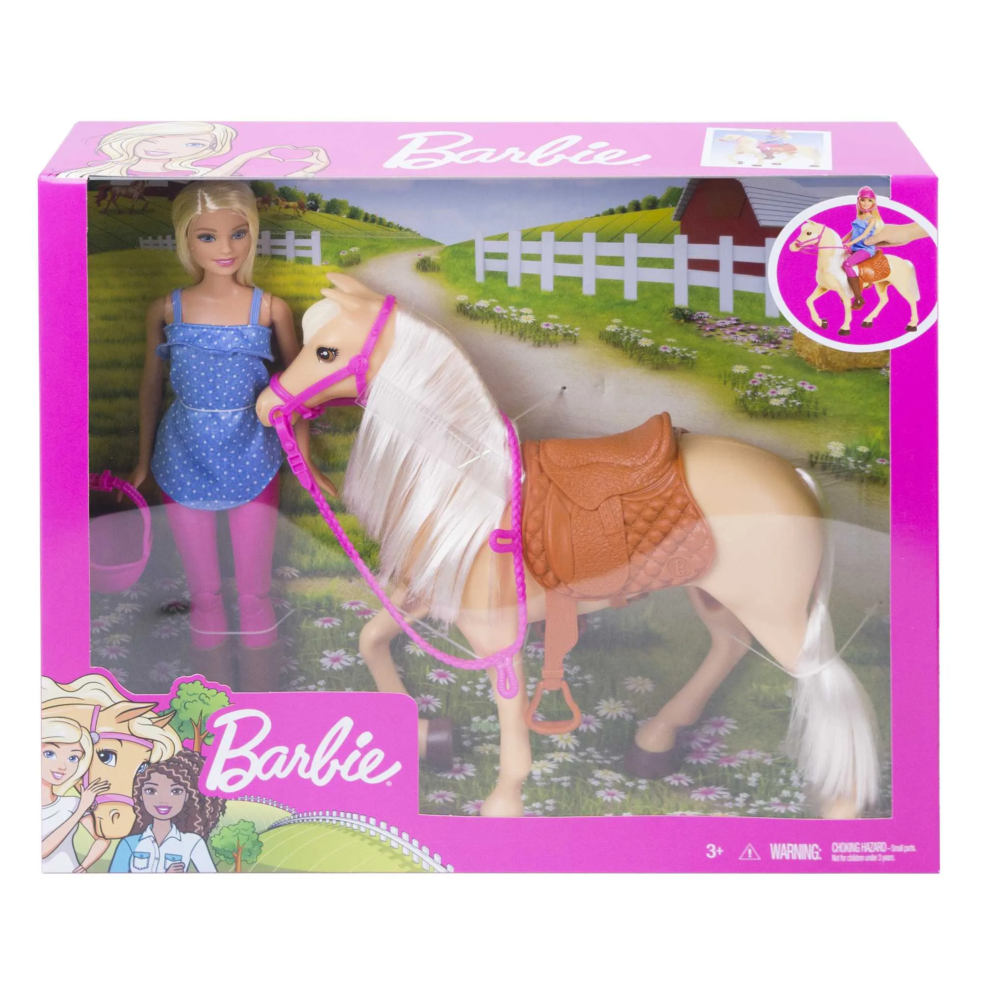 Barbie Doll & Horse Playset, Blonde Hair With Riding Accessories