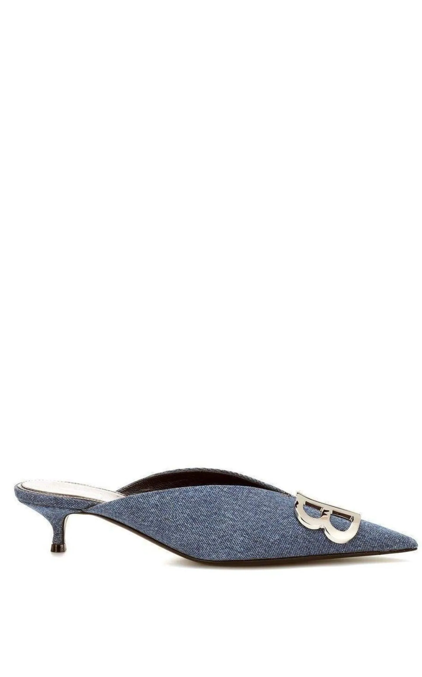 BB Denim Kitten-Heel Mules