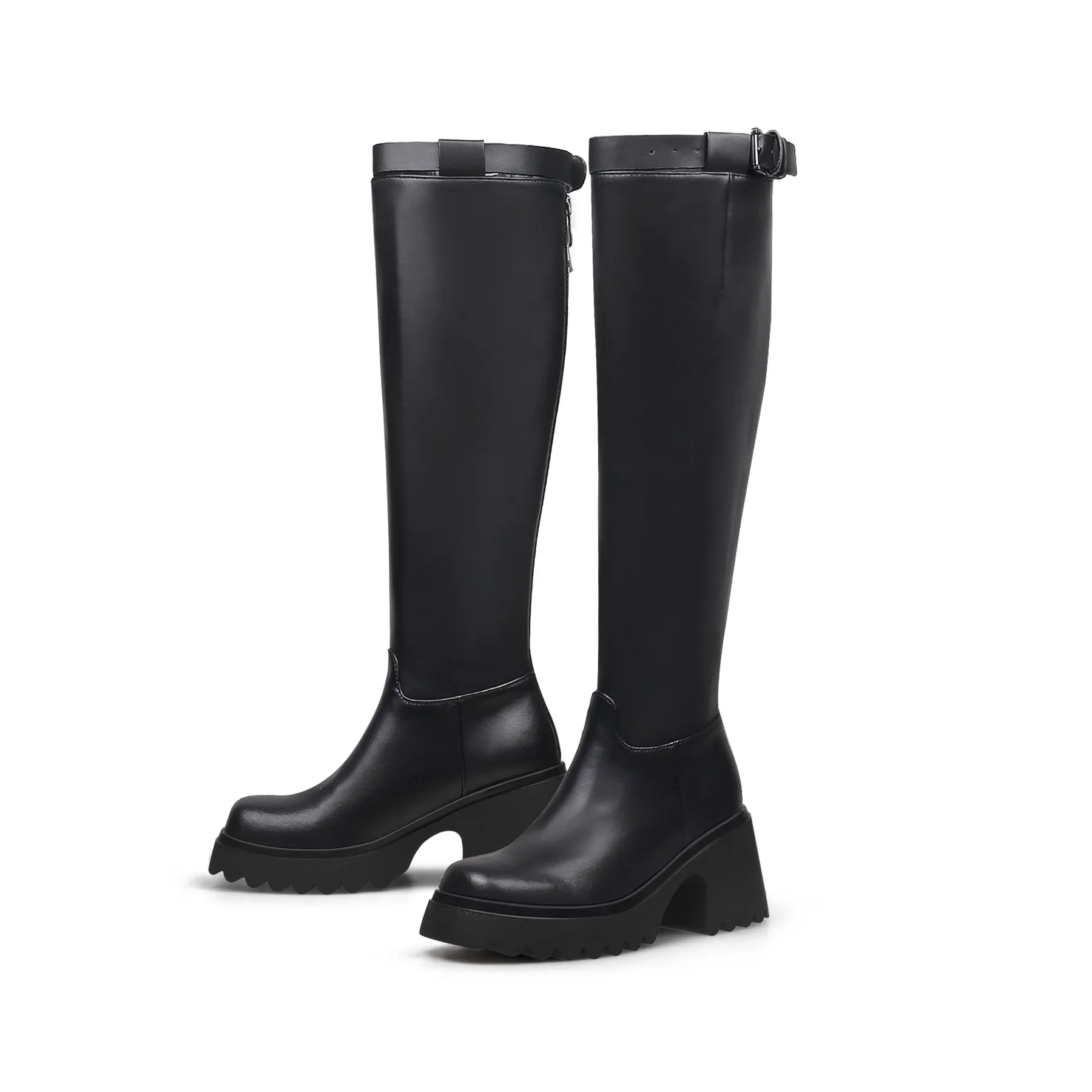 Black Equestrian Platform Riding Boots