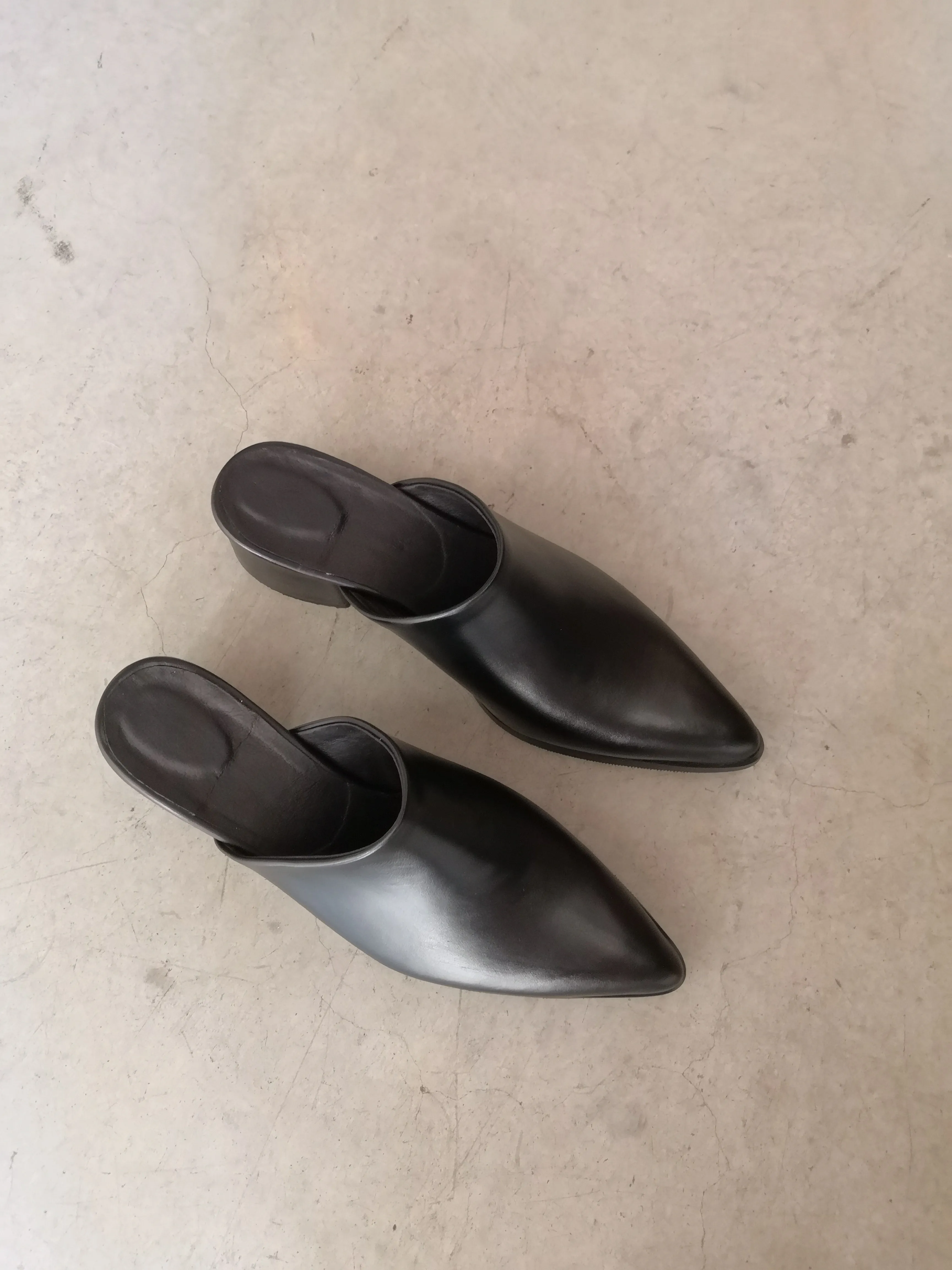 Black Mules Covered Heel 5 cm