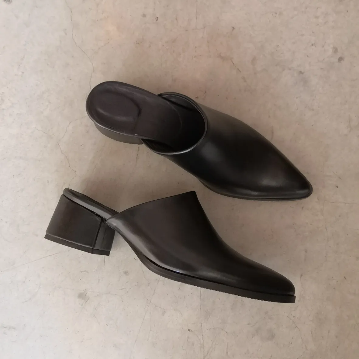 Black Mules Covered Heel 5 cm