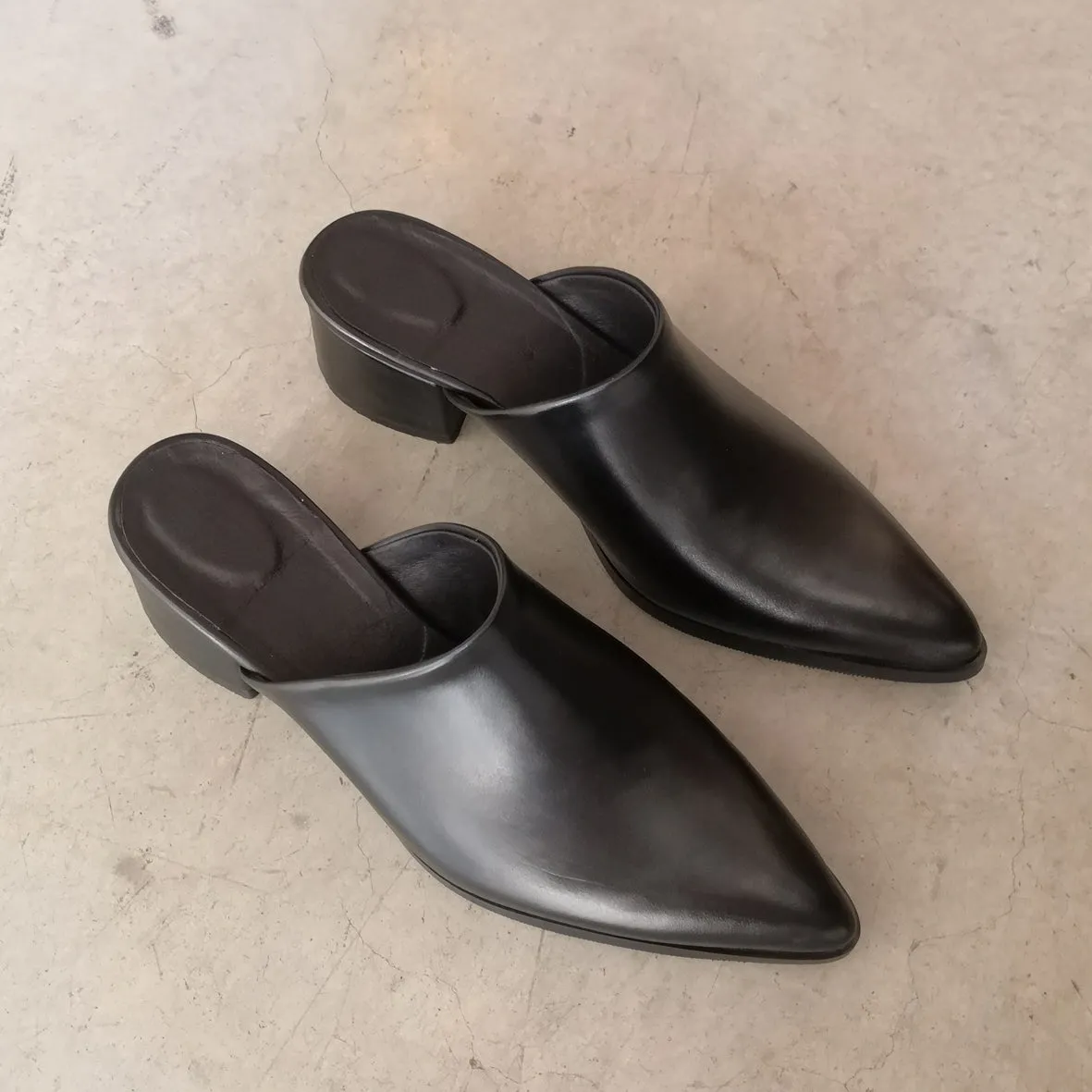 Black Mules Covered Heel 5 cm