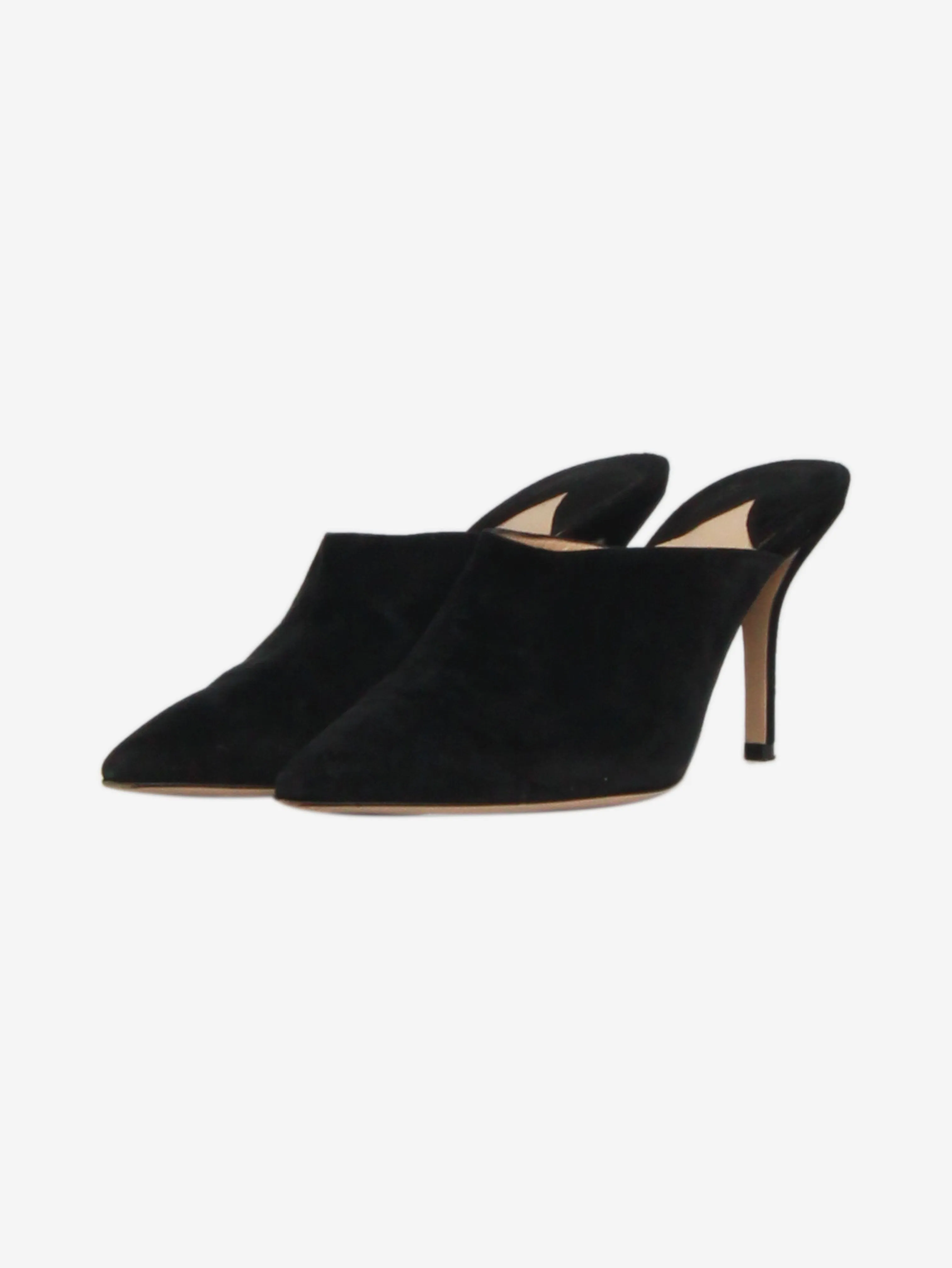 Black suede pointed-toe mules - size EU 37