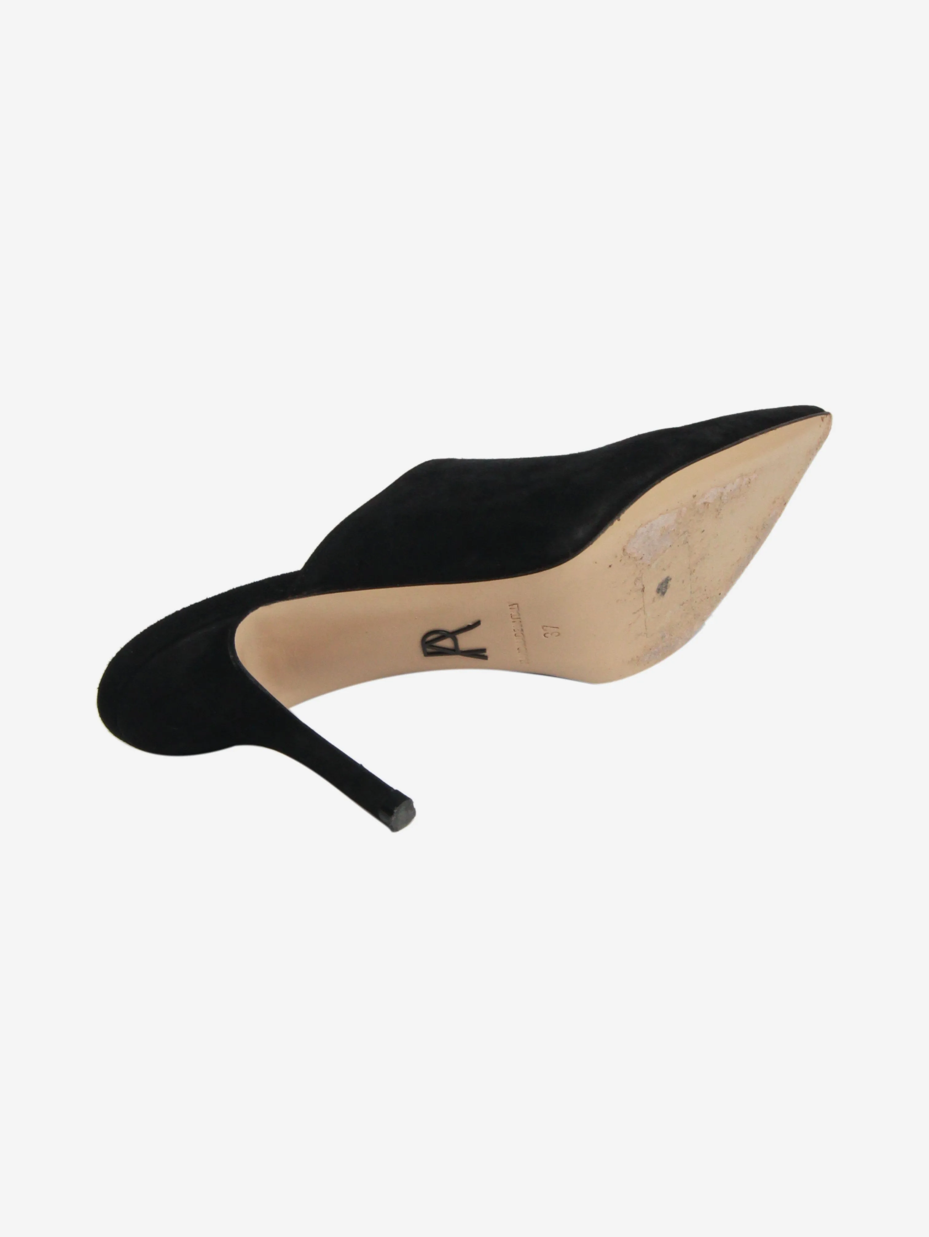 Black suede pointed-toe mules - size EU 37