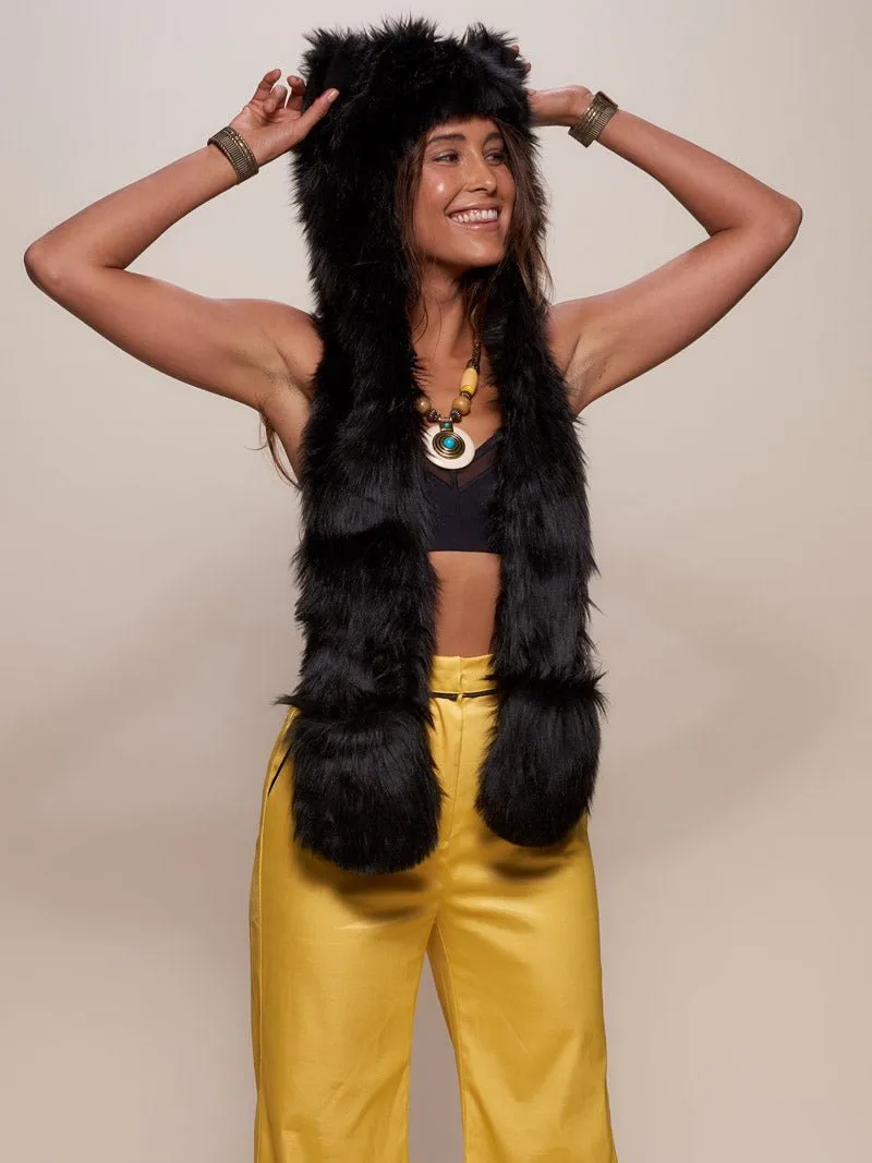 Black Wolf Faux Fur Hood | Women's