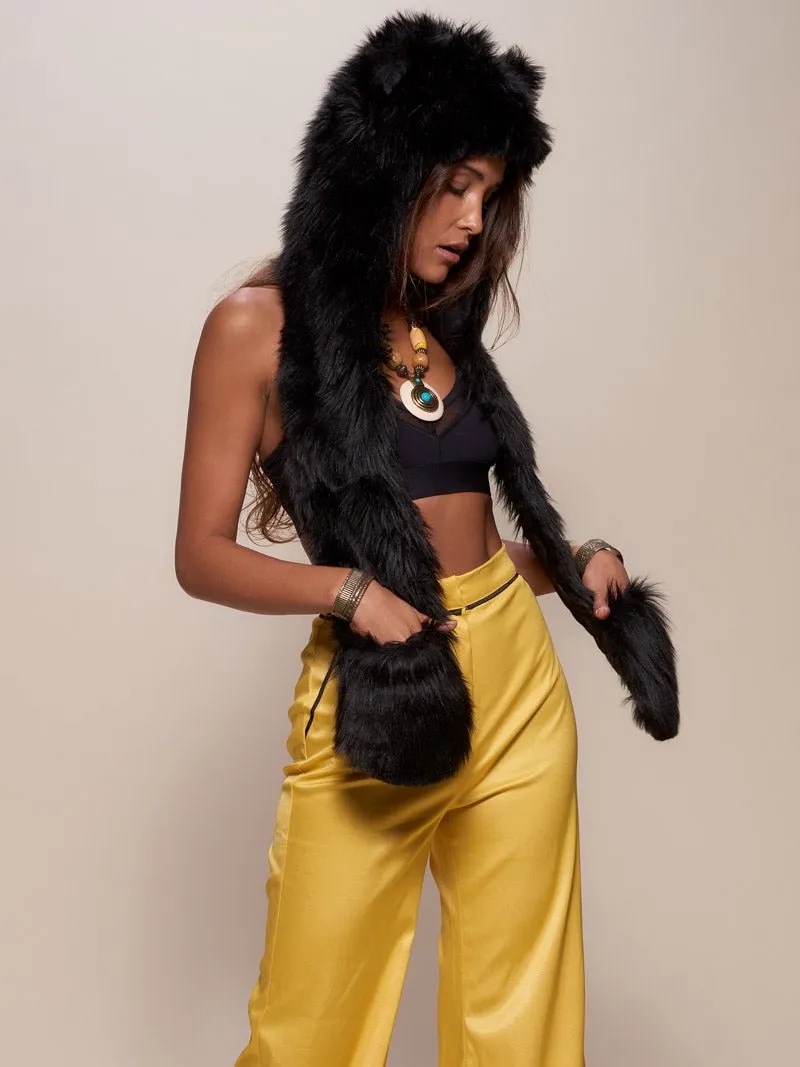 Black Wolf Faux Fur Hood | Women's