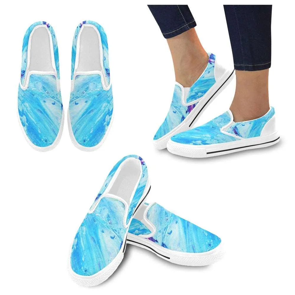 Blue Swirl Slip-on Canvas Women's Shoes