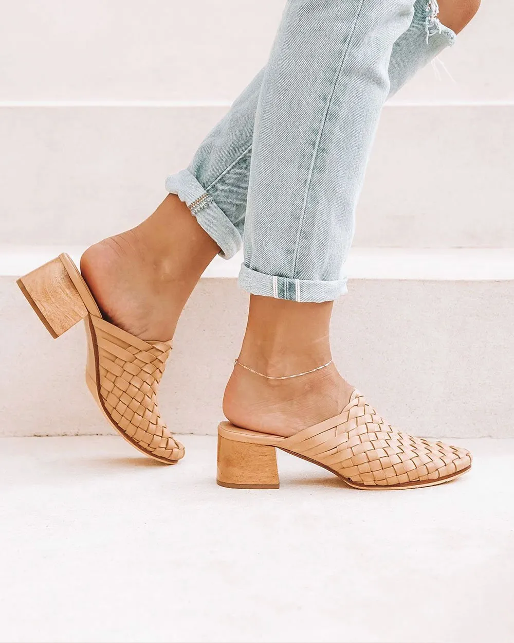 Bondi Woven Mules - Cream