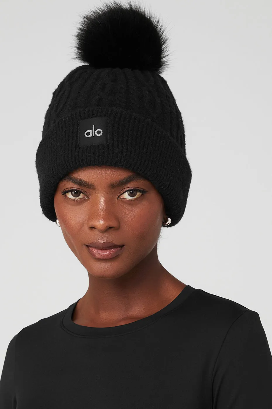 Cable Knit Beanie - Black