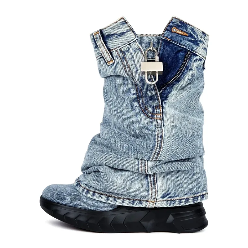 Cadence Locked Denim Boots