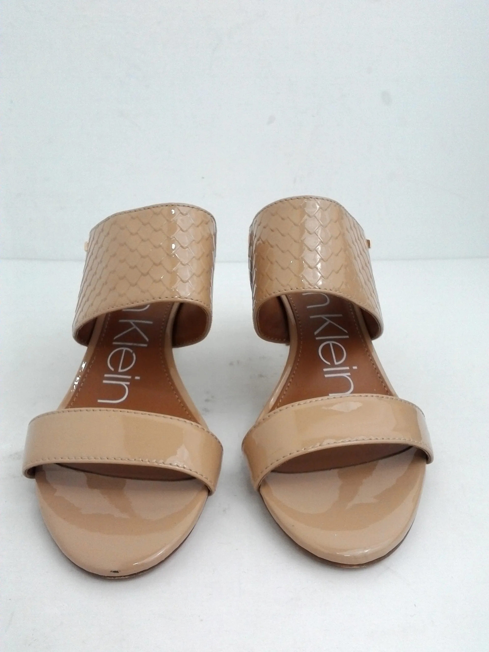 Calvin Klein Women's Cecily Nude Patent Leather Mules Size 6 M