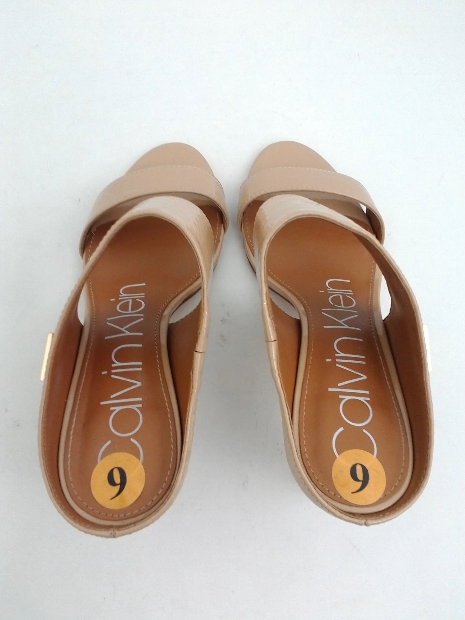 Calvin Klein Women's Cecily Nude Patent Leather Mules Size 6 M