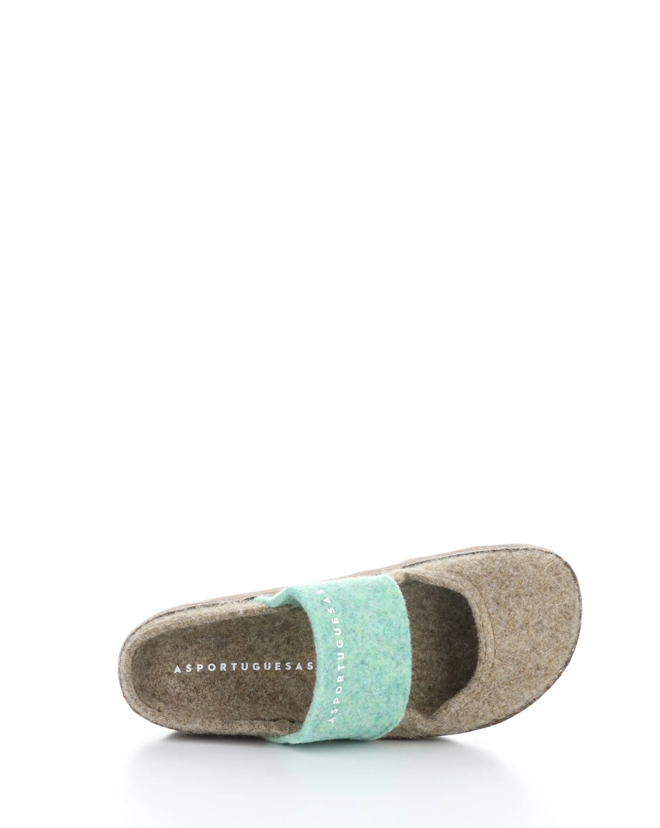 CANU185ASP 008 TAUPE/GREEN Round Toe Mules