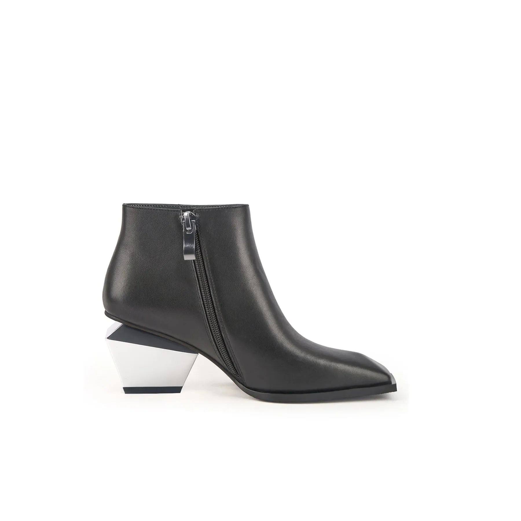 Color Block Low Ankle Leather Boots