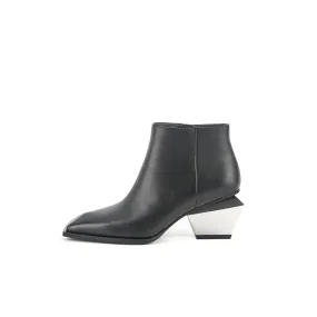 Color Block Low Ankle Leather Boots