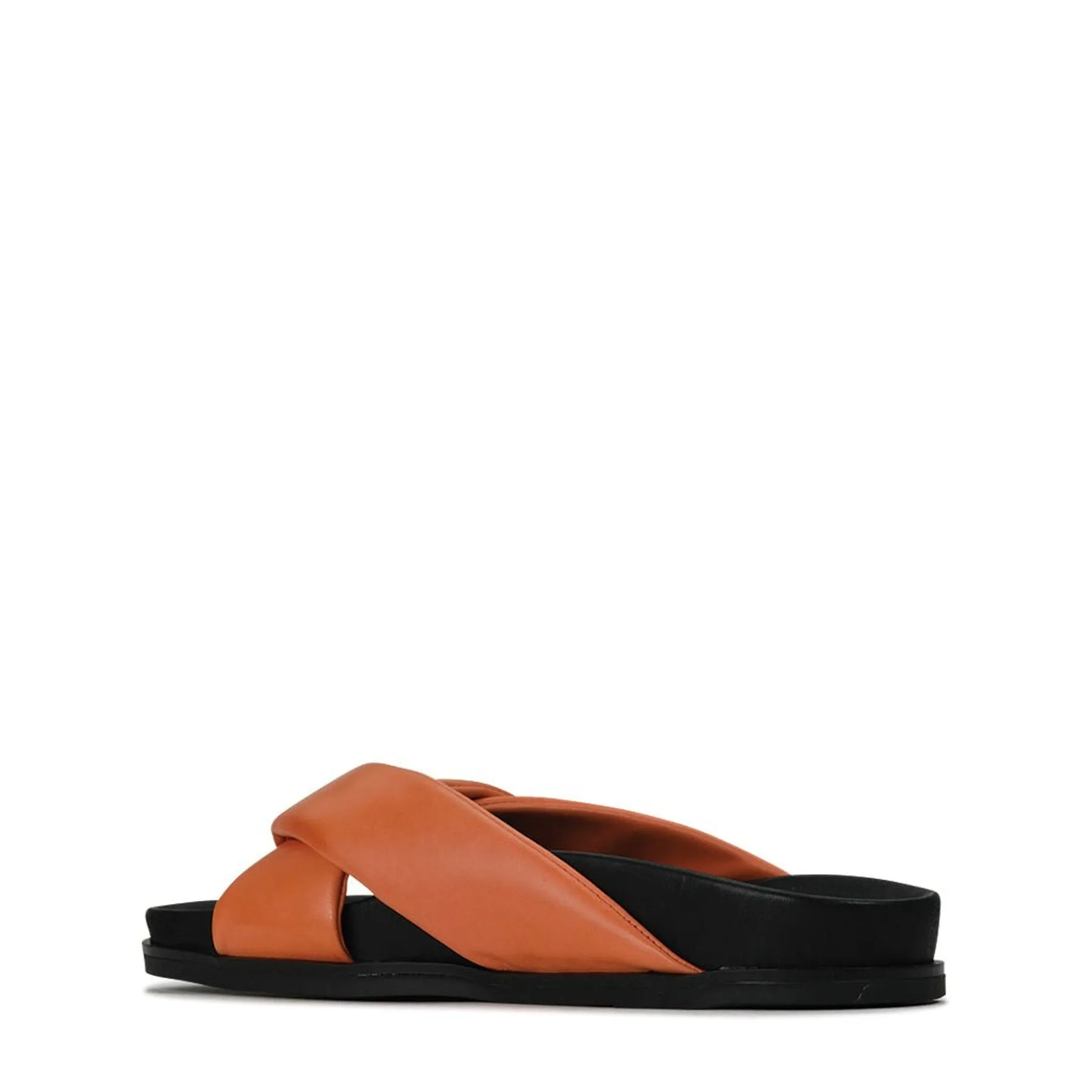 CROSS LEATHER SLIDE SANDALS