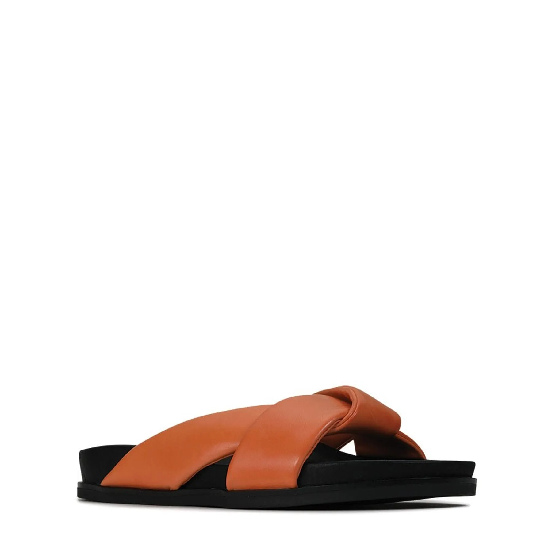 CROSS LEATHER SLIDE SANDALS