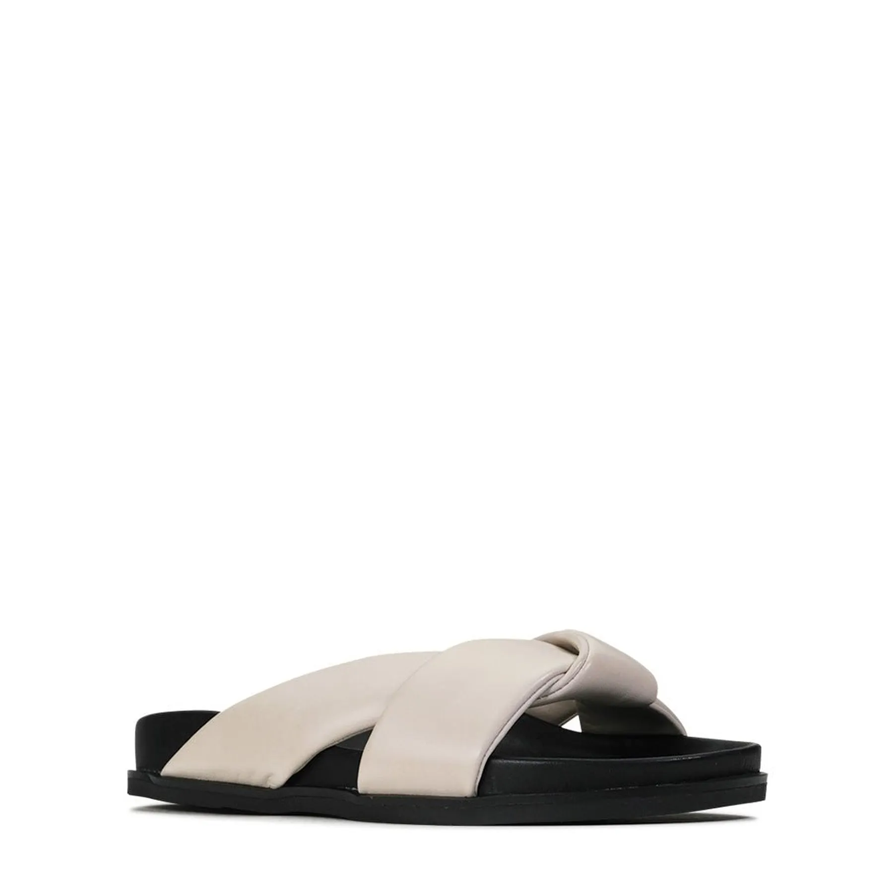 CROSS LEATHER SLIDE SANDALS