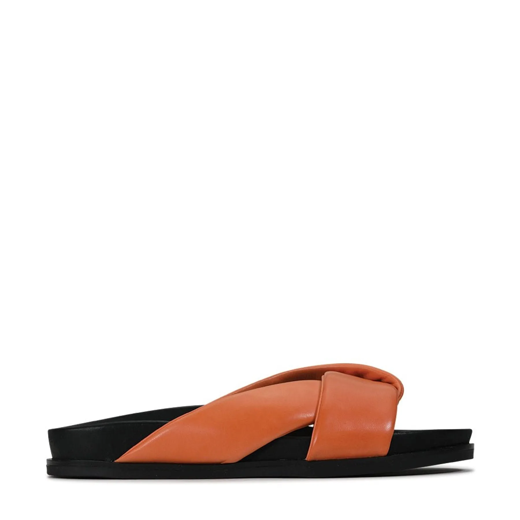 CROSS LEATHER SLIDE SANDALS