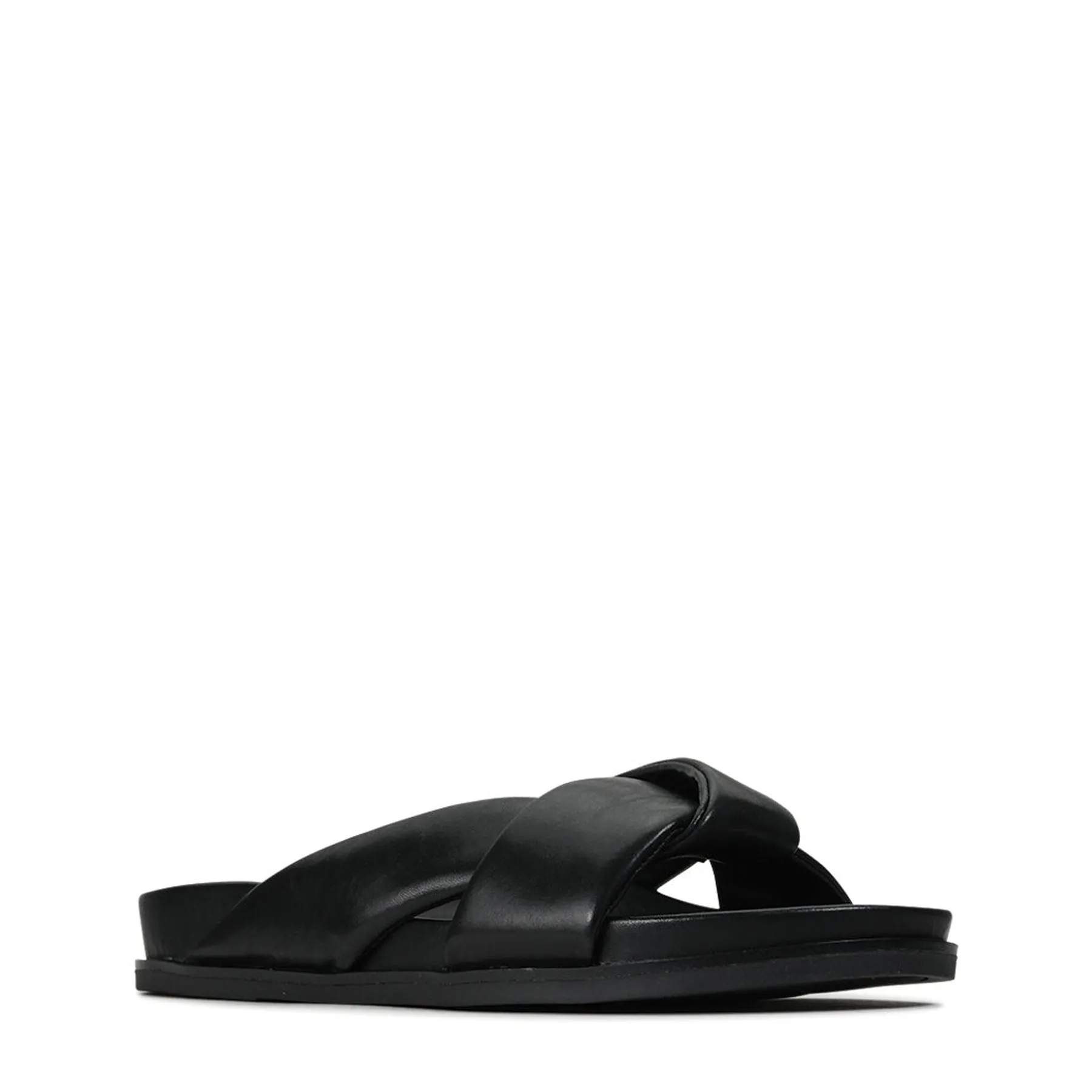 CROSS LEATHER SLIDE SANDALS