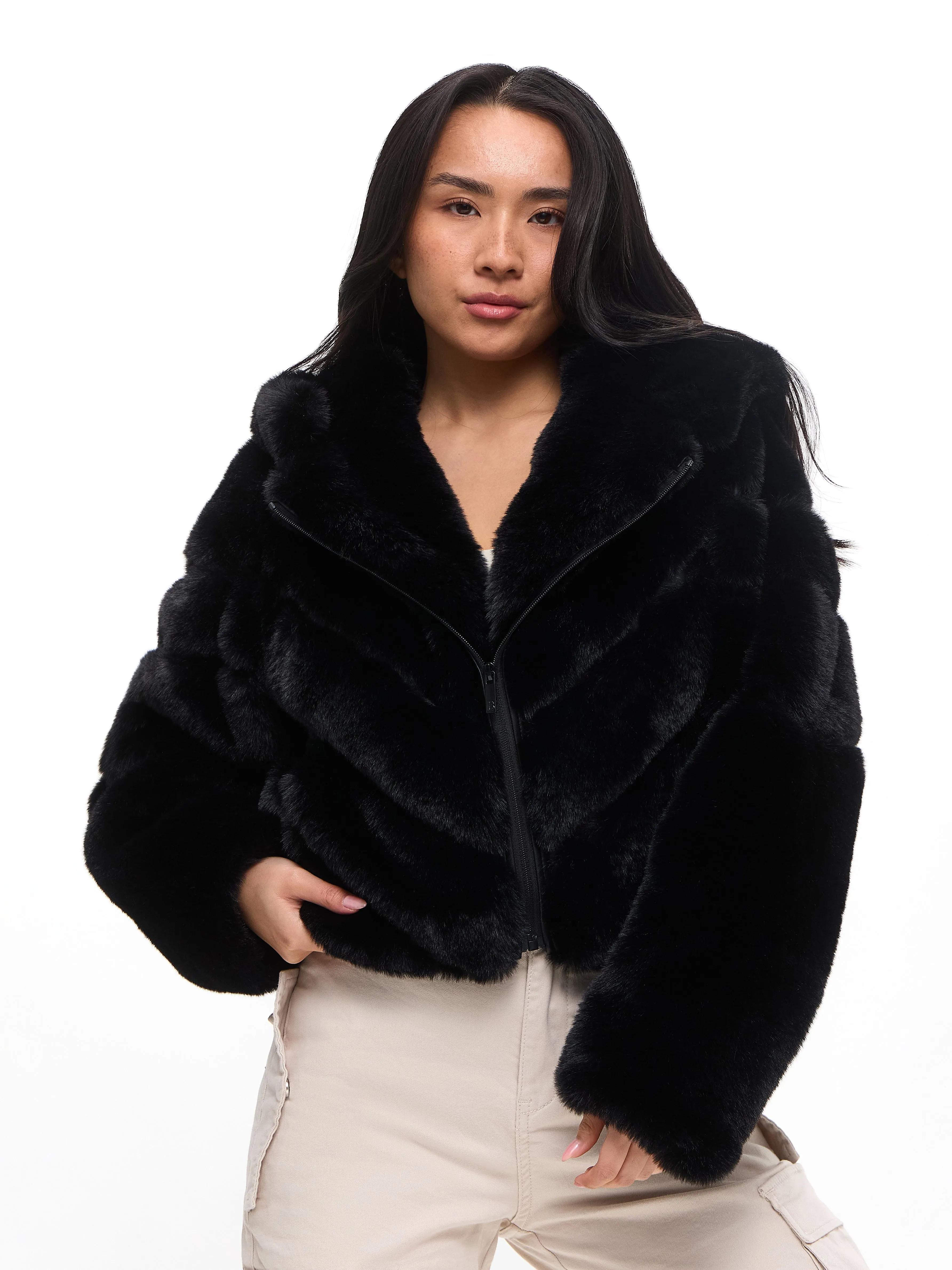 Cruellafree Faux Fur Coat - Black