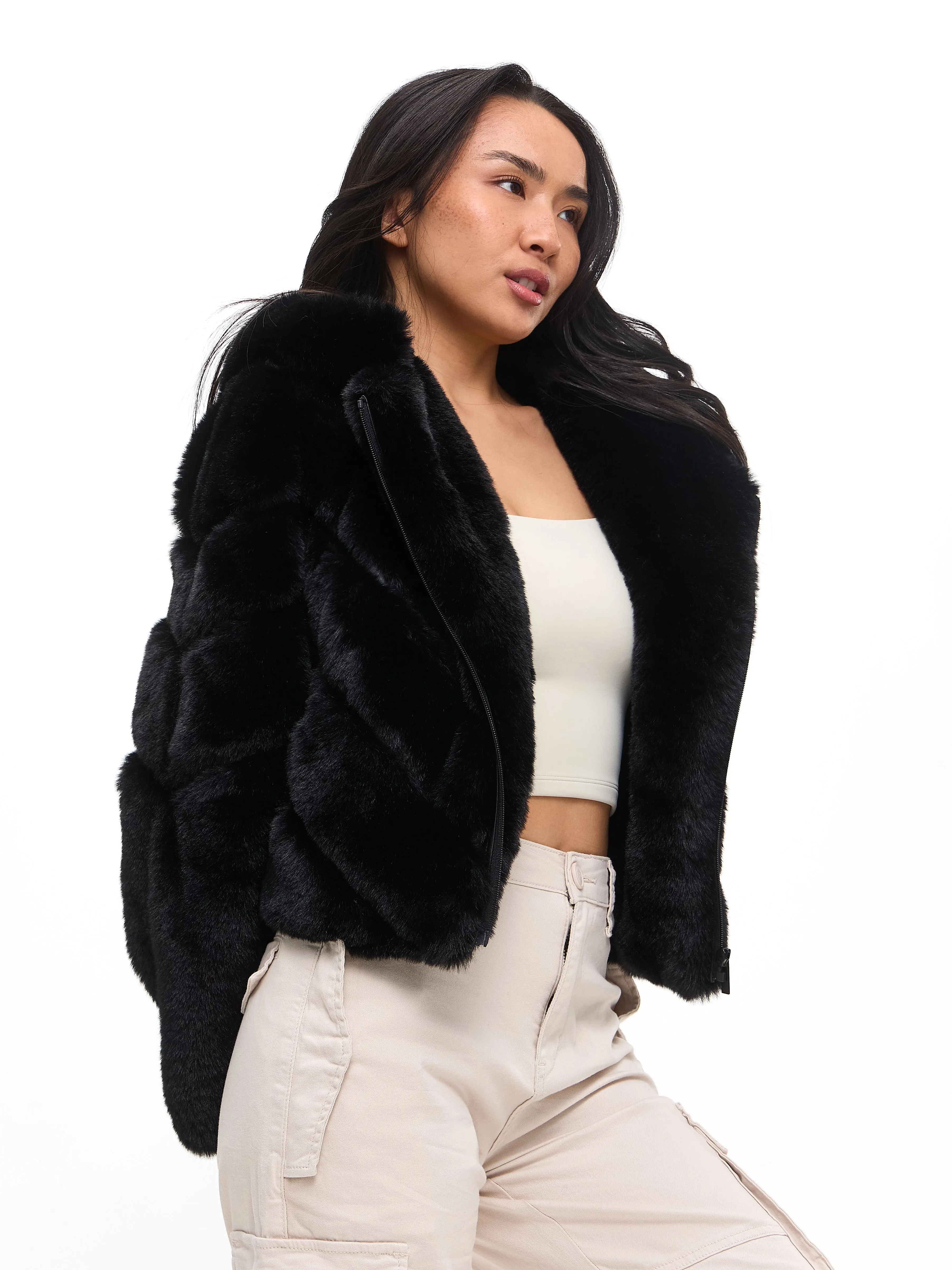 Cruellafree Faux Fur Coat - Black