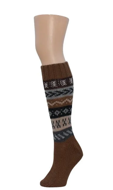 Deluxe Hand Knit Patterned Long Alpaca Socks