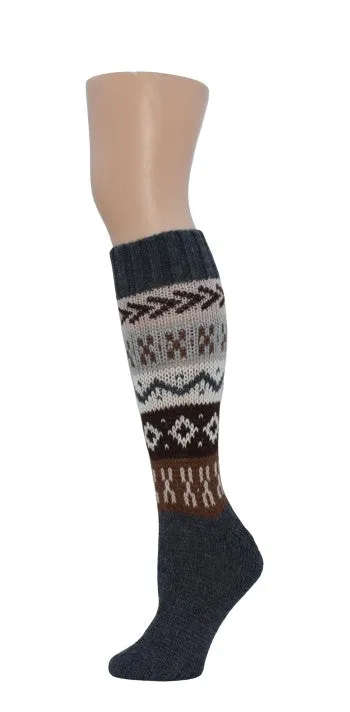 Deluxe Hand Knit Patterned Long Alpaca Socks