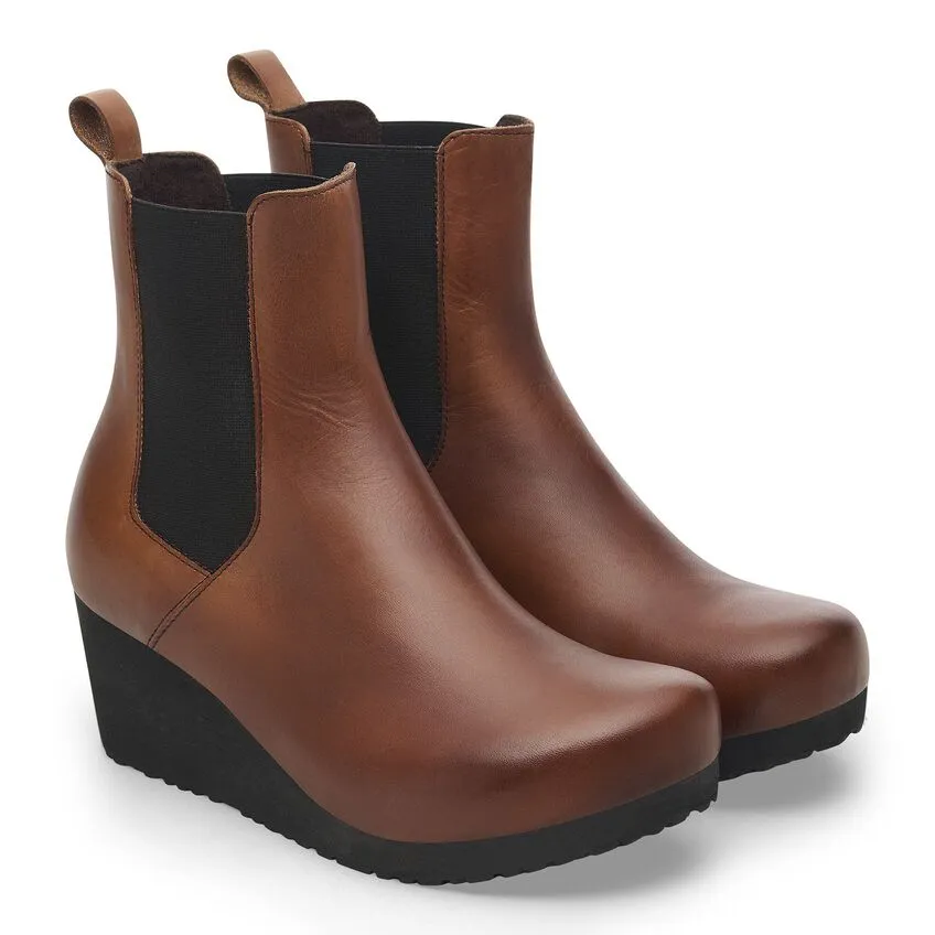 Ebba Wedge Slip On Ankle Boot in Black / Cognac