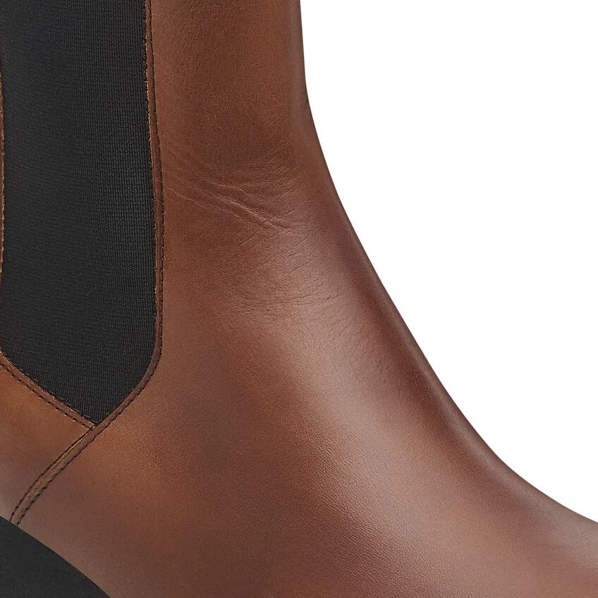 Ebba Wedge Slip On Ankle Boot in Black / Cognac