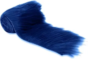 FabricLA Mohair Shaggy Faux Fur Fabric - Pre Cut Strips | Trim Ribbon | DIY Craft, Hobby, Costume, Decoration- Dark Navy Blue