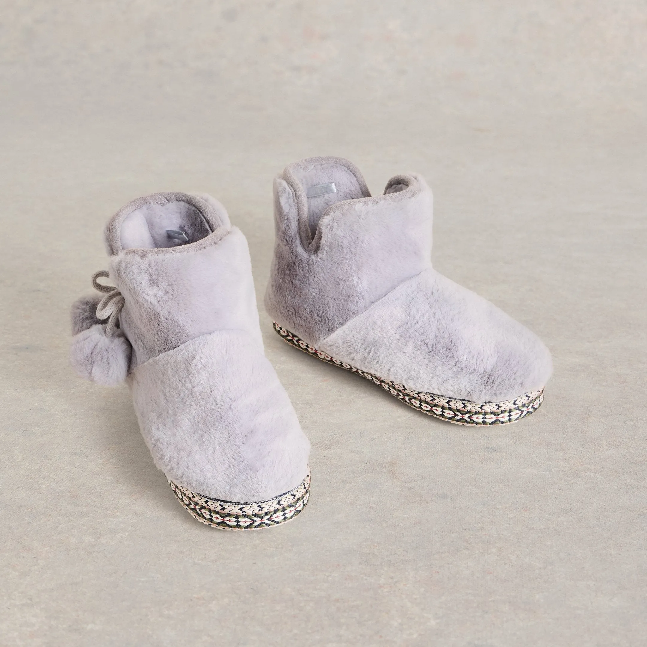 Faux Fur Bootie Slipper - Mid Grey