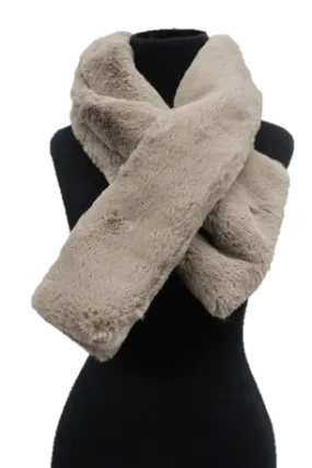 Faux Fur Pull Through Muffler - Taupe