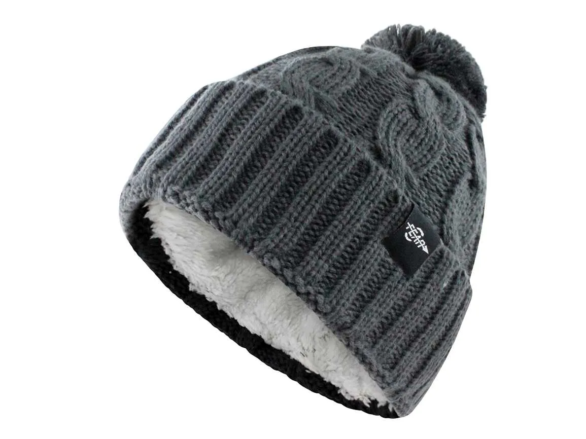 Fear0 NJ Warmest Plush Insulated Cuff Knit Pom Women Winter Beanie Hat