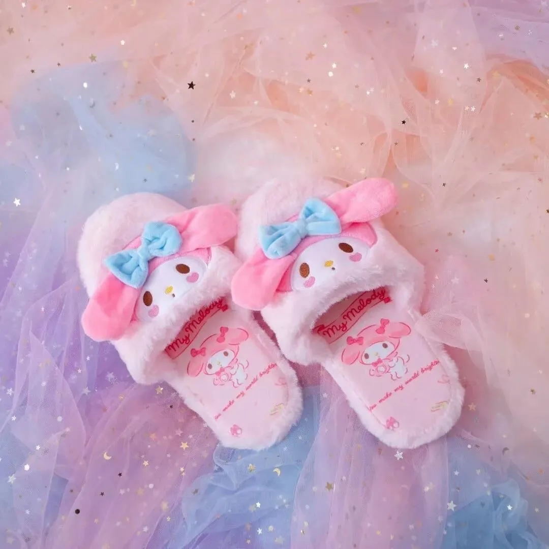 Fuzzy Bunny Pastel Goth Slippers