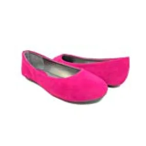 Girls 1001-K Classic Suede Round Toe Ballerina Flat Shoes Fuchsia