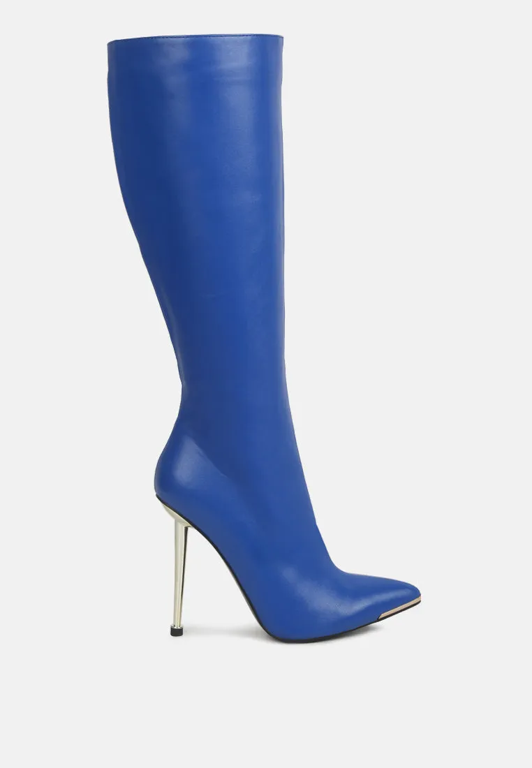 Hale Faux Leather Pointed Heel Calf Boots