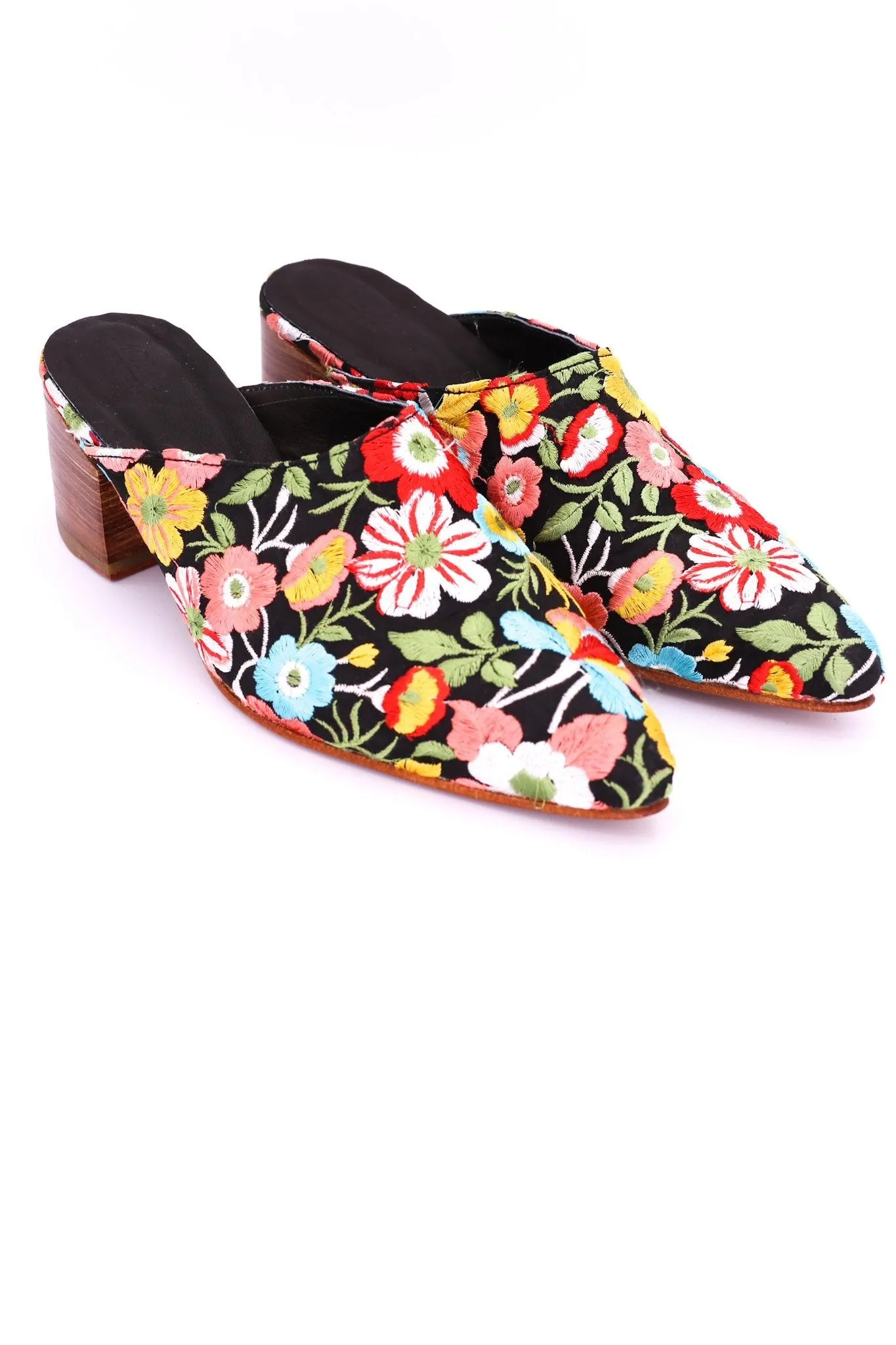 HEELED MULES EMBROIDERED X ANTHROPOLOGIE