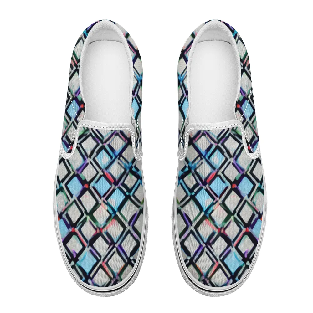 Hex Pattern Collection - Unisex Slip-On Canvas Sneakers