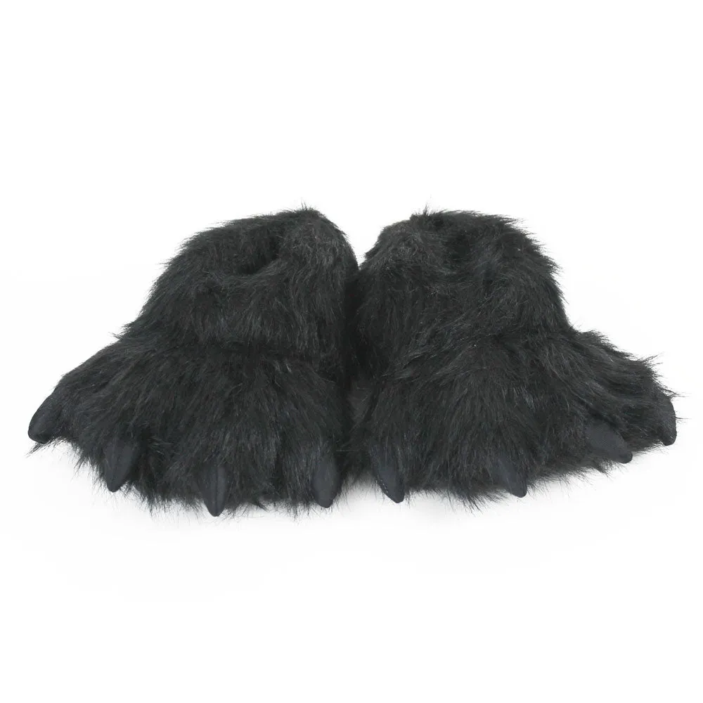 Kids Black Bear Paw Slippers