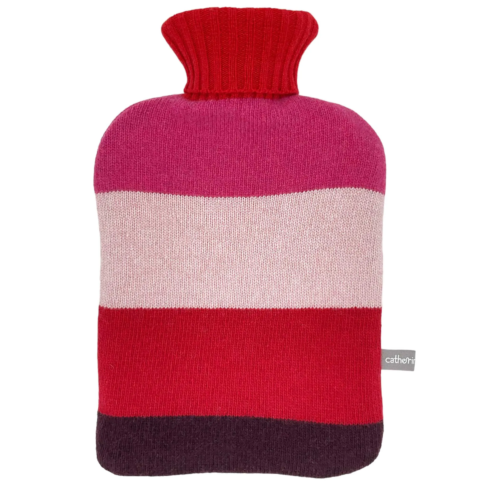 Lambswool Hot Water Bottle Cover - Red & Bright Pink Block