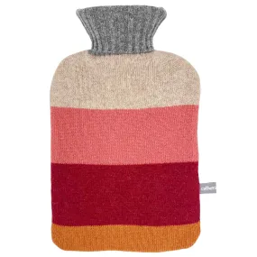 Lambswool Hot Water Bottle Cover - Red Colour Block