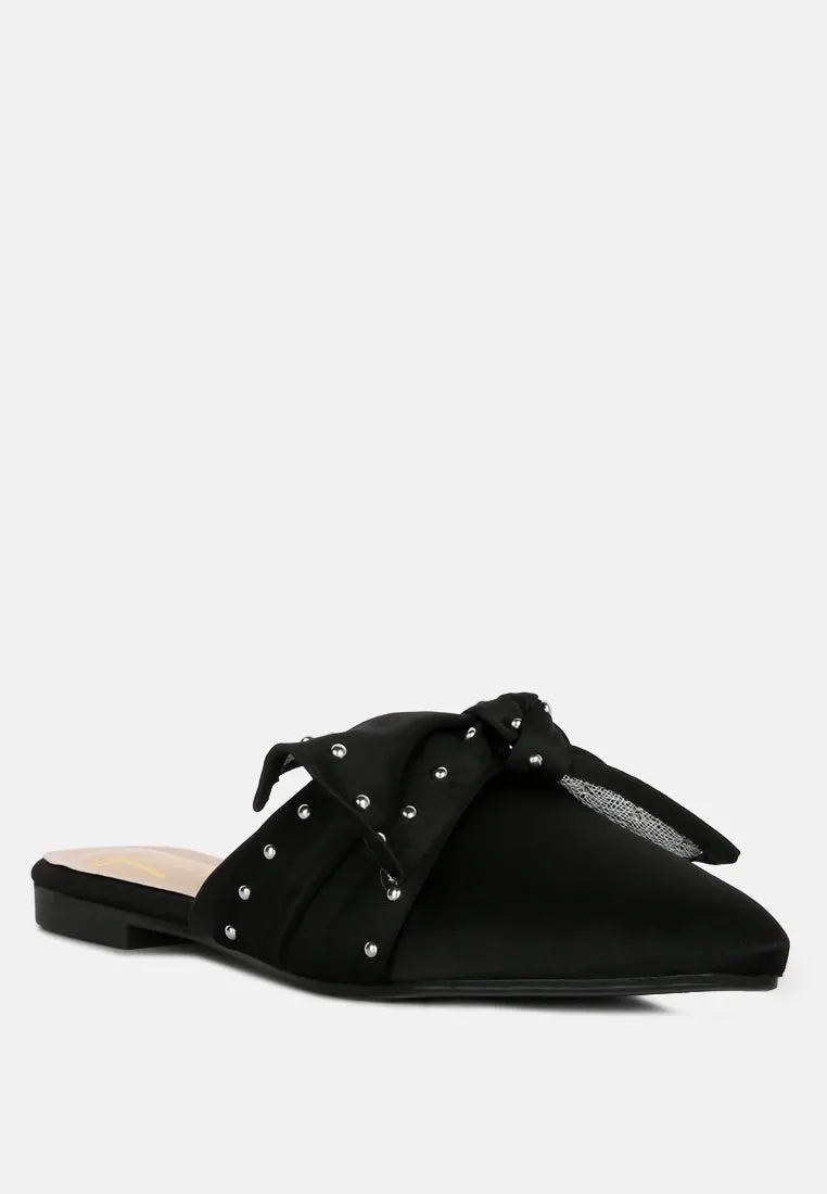 Makeover Studded Bow Flat Mules