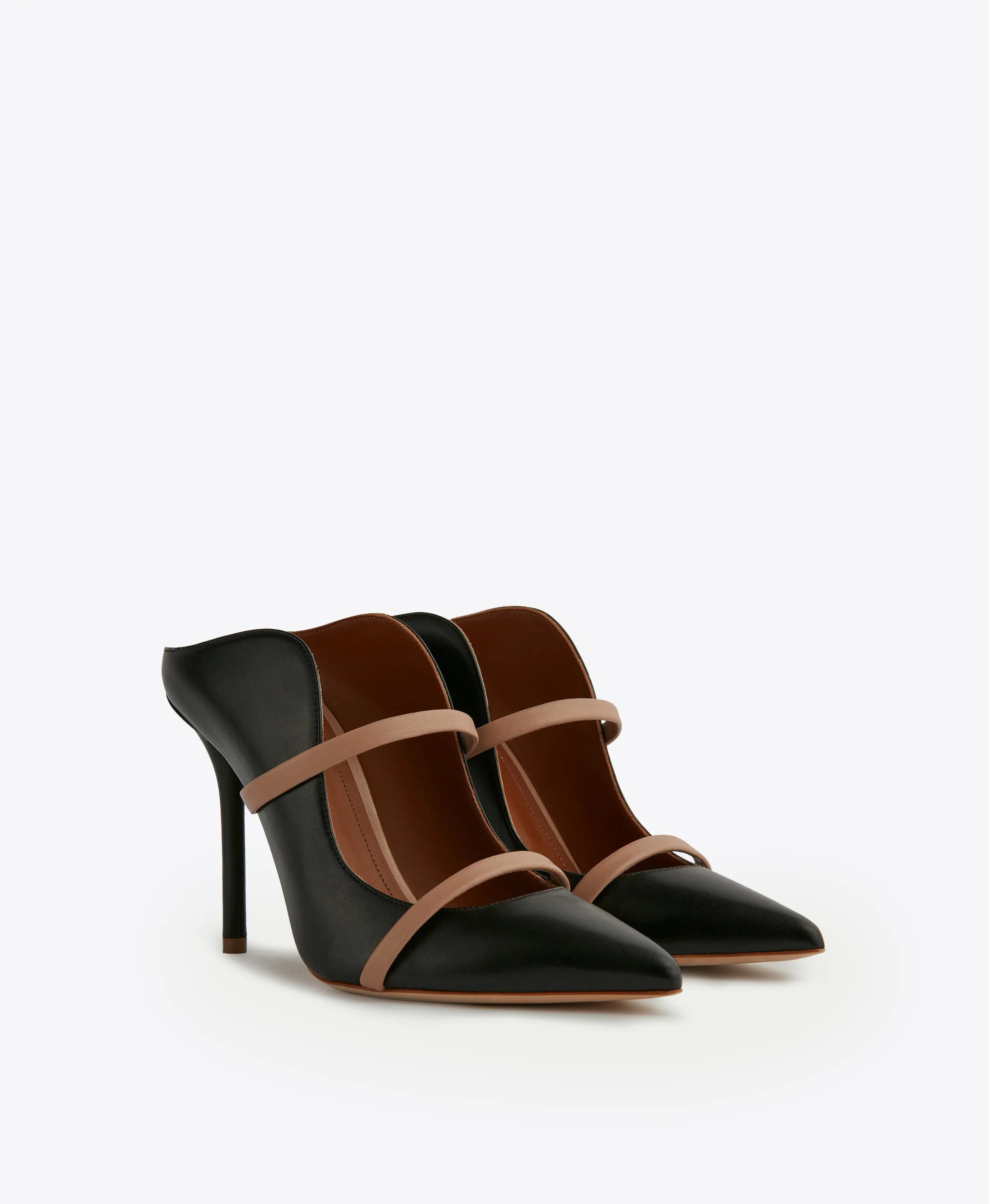 Maureen 100 Black & Blush Leather Mules