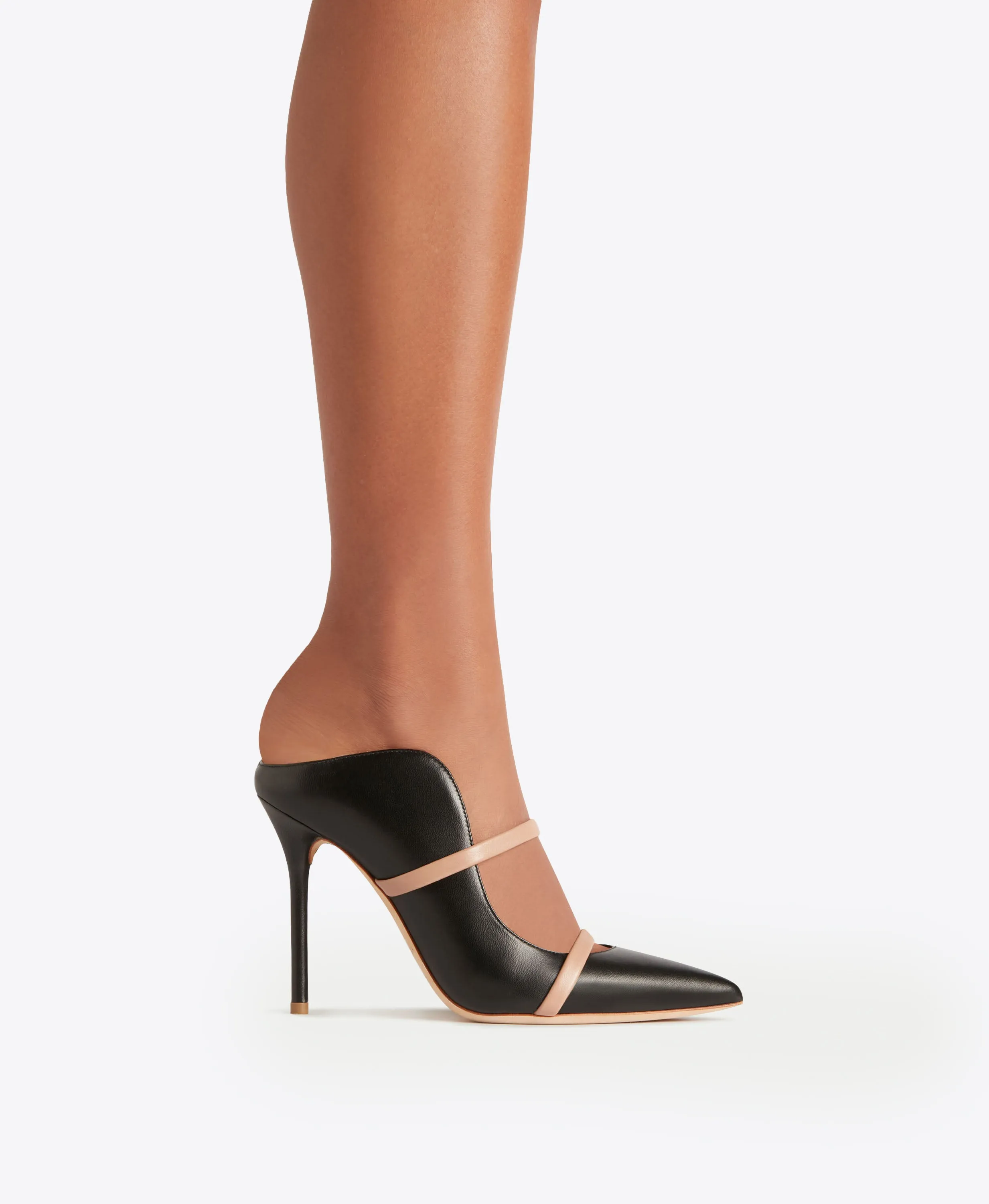 Maureen 100 Black & Blush Leather Mules