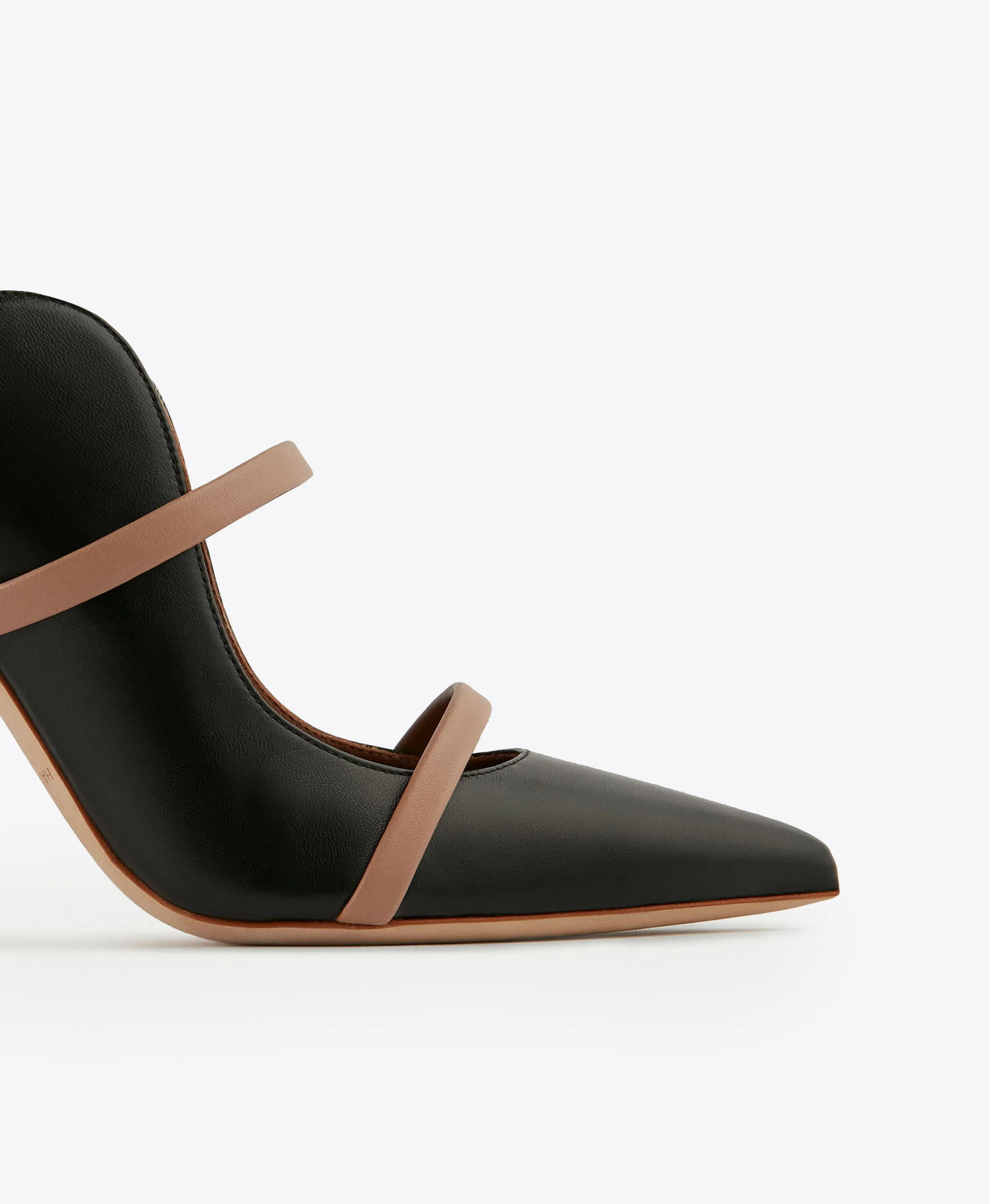 Maureen 100 Black & Blush Leather Mules