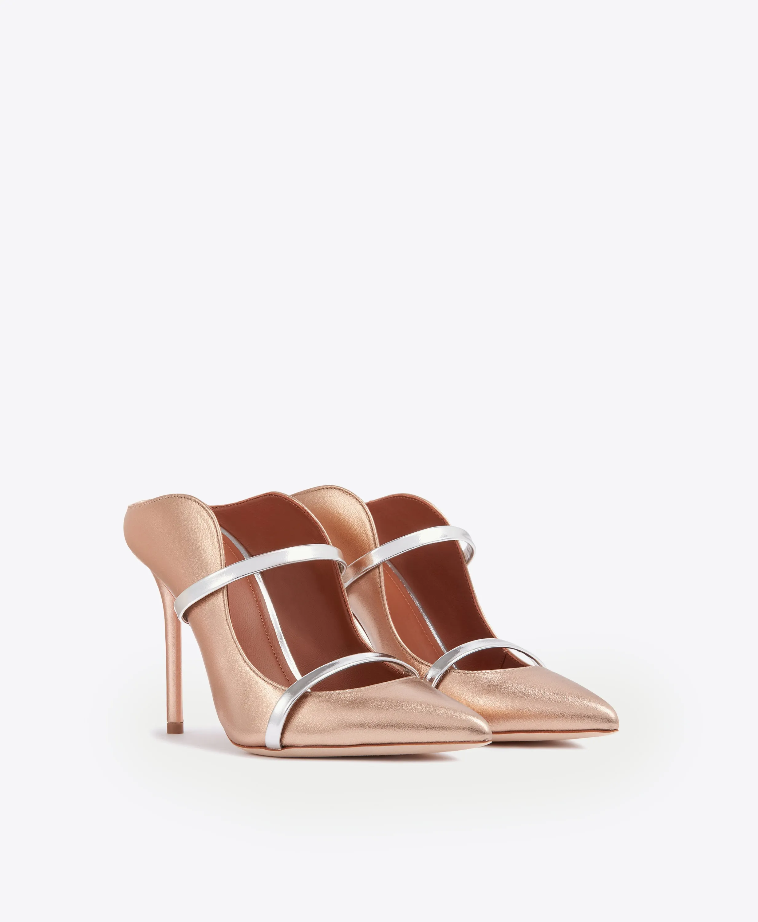 Maureen 100 Gold & Silver Leather Mules